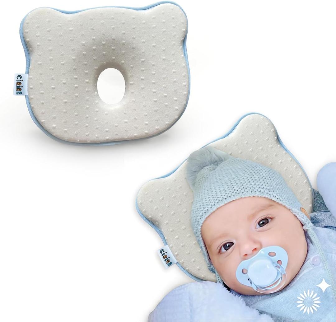 Memory Foam Baby Cushion, Soft Cozy Machine-Washable, Head and Neck Support Breathable Anti-Slip Design for Infants for Small Boys and Girls Tummy Time(Beige)
