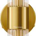 Bathroom Light Fixtures 2-Light, Modern Vanity Light for Bathroom, Wall Sconce, Bath Light with Glass Rods Shades for Mirror Bedroom Hallway (Brushed Brass)