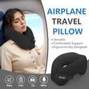 2in1 Ergonomic Memory Foam Travel Neck Pillow  2025 Upgrade Travel Pillow for All Sleep Positions on Flights, Road Trips, and Long Distance Travel with Drawstring Bag (Adjustable - Black)