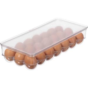 Oggi Stackable Covered Egg Holder - Kitchen Organization, Fridge Organizer, Food Storage, Clear Stackable Storage Bins, 21 Egg Tray