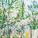 Window Privacy Film Stain Glass Window Film Rainbow Window Film Window clings Non-Adhesive Reusable Decorative for Room (Leaf Rainbow, 23.6 X 78.7 in)