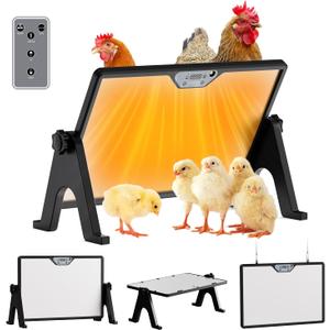 Brooder Plate for Chicks with Temp Control and Display,Dual-Sided Chicken Coop Heater with Remote,Timer Function & Cycle Work,Adjustable Angle,Safe Heater Plate for Ducks Quail Poultry Warm, 13"x17"