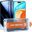 TORRAS 2-Pack Military-Grade 12FT Shatterproof iPhone 16 Pro Privacy Screen Protector, 9H+ Tempered Glass, Just-One-Pull Installation, GlassGo X Privacy