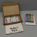 Geelin 51 Pcs Fun Baby Shower Coloring Kit First Abc Book Sign Guest Book Alternative 26 Alphabet a to Z Coloring Card with 24 Watercolor Storage Bag for Party Activities Decorations(Dinosaur)