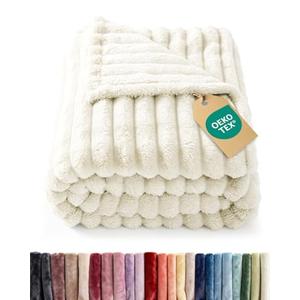 Super Soft Fleece Blanket Queen Size - Fleece Throw Blanket for Bed, Couch & Chair - Cozy, Warm & Breathable - All Season Fuzzy, Cute Decor, Microplush Bedding for Women, Men and Teens - 90x90, Ivory