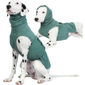 ROZKITCH Dog Anxiety Vest Calming Jacket with Hoodie Soft Ears Cover, Warm Clothes with Ear Wrap for Fireworks Travel Vet Visit Separation Anxiety Relief, Calming Shirt Wrap Green 2XL (Back:21.6";Chest:25.6"-30.7")