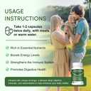 Moringa Capsules,1200mg Pure Moringa Powder Organic Capsules,Green Superfood SupplementEnergy, Skin, Immune Support,60count (EXP 07/01/28)