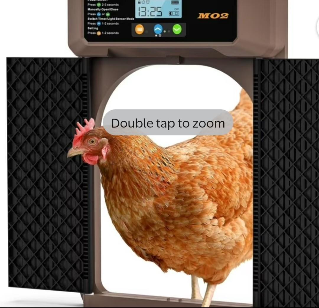 Automatic Chicken Coop Door Solar Powered with Single-Direction Double Door, LCD Screen Electric Chicken Door with 4 Open Mode of Timer, Light Sensor, Remote Control, Manual, Rechargeable Poultry Door