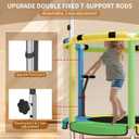 Trampoline for Kids, Adjustable Baby Toddler Trampoline with Basketball Hoop, Round Bottom Indoor Outdoor Toddler with Enclosure