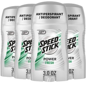 Speed Stick Power Antiperspirant Deodorant for Men, 72 HR Sweat & Odor Protection, Fresh Scent, 3.0 oz Stick (4 Pack)