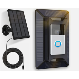 Solar Charger for Ring Doorbell, 2-in-1 with Mount Stand, Micro-USB & Type-C Charging Ports, Compatible with Ring Battery Doorbell (2024 Release) & Ring Video Doorbell (2nd Gen - 2020 Release)
