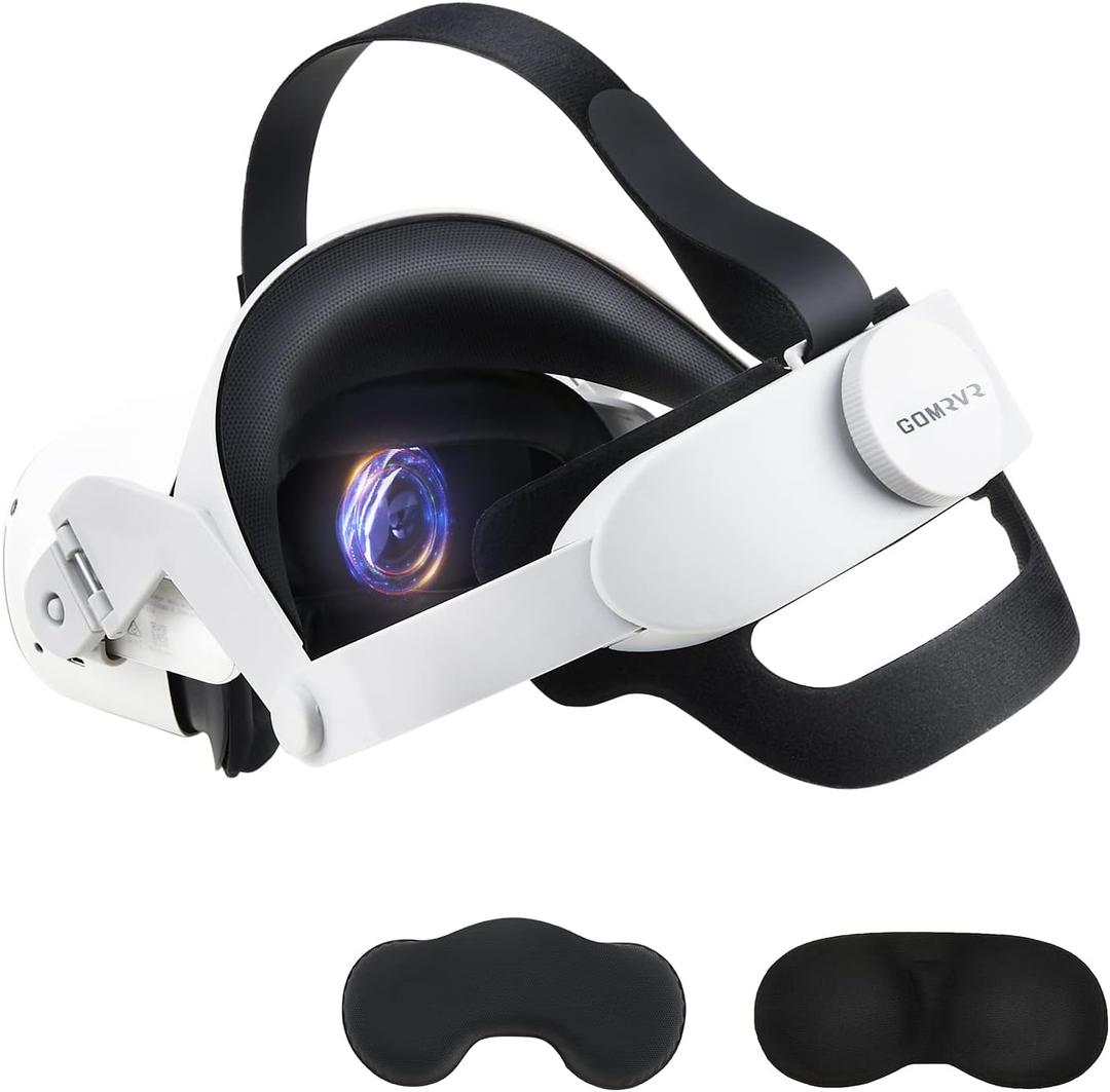 Adjustable Halo Strap for Oculus Quest1/Quest2 Head Strap with a Comfortable Back Big Cushion The Design balances Weight Reduces Facial Pressure -Virtual Reality Eyewear Accessories (White)