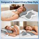 WENGTY Dreams Relief Pillow,Sleep Apnea Pillow w/Neck & Snoring Relief,Orthopedic & Ergonomic Contour Cervical Memory Foam Cooling Pillow for Side Sleepers,Medium Firm Support (Grey, Queen Size)
