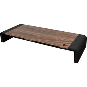SIIG Computer Monitor and Laptop Stand Riser with USB Ports Width Adjustable on Both Sides - Support up to 55lbs (CE-MT2Q12-S1) (Wood Pattern & USB Hubs)