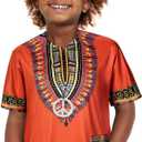 Kids Hippie Costume for Boys Girls 60s 70s 4 Pcs T-Shirt Afro Wig Set for Halloween Party Cosplay, 11-12 Years Yellow