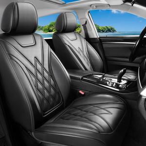 Fit Ranger Car Seat Covers for Ford Ranger 2007-2025 2026 - Luxury Leather, Anti-Slip, All-Weather Seat Cushions, Waterproof & Breathable, Airbag Compatible, Full 5-Seat Set (Black)
