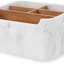 SZYRL Desk Organizer, Marble Remote Holder for Table, Modern Office Controller Pen Phone Holder Organizer, Stylish Caddy and Storage Accessories for Bedside Nightstand Desktop Coffee Table
