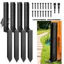4PCS Fence Post Repair Kit, Heavy Duty Fence Post Anchor Quick Fix for Broken/Leaning Wooden Fence, Easy to Install, Black