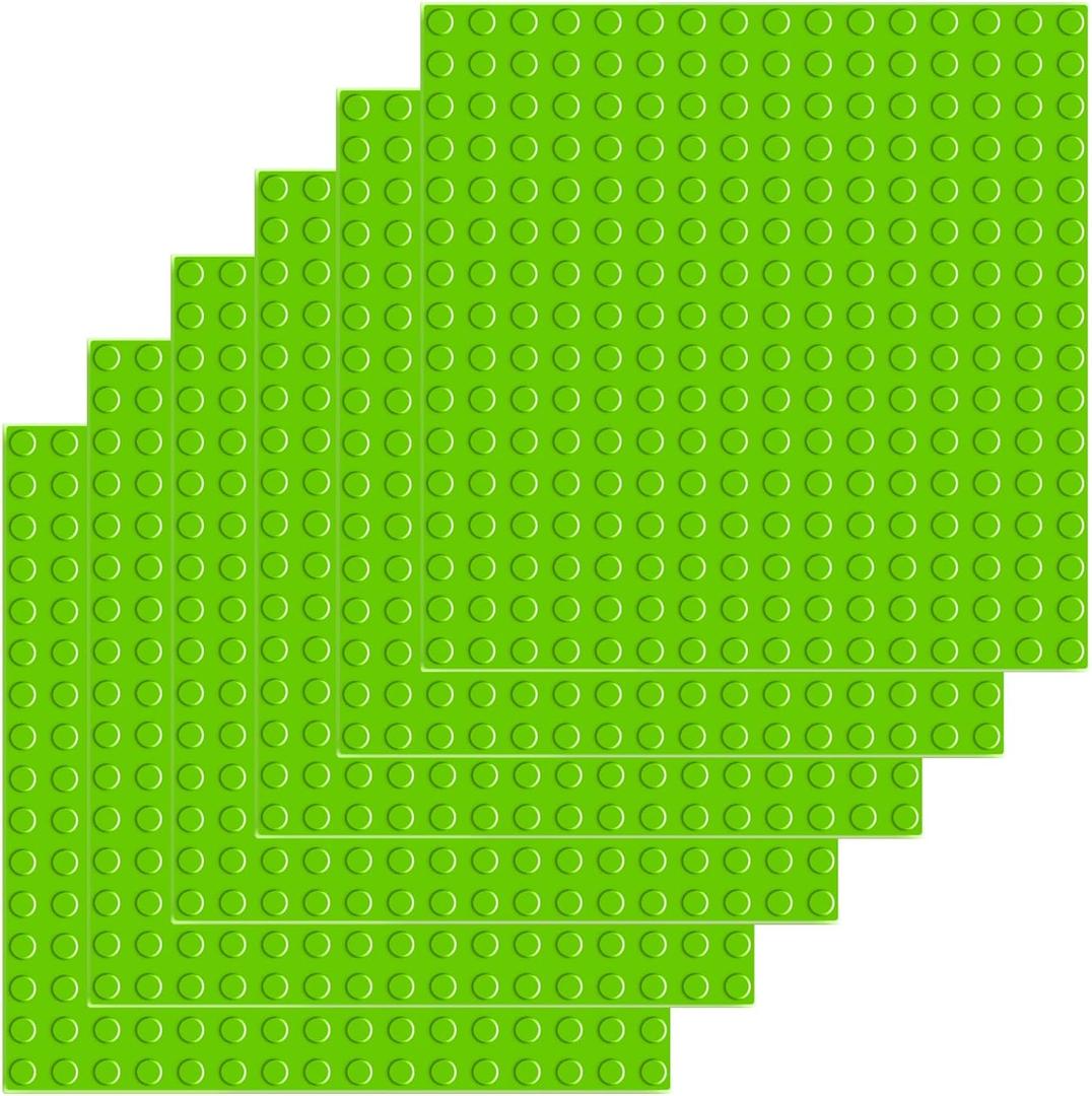 BOROLA Classic Large-Sized Bricks Baseplates 10" x 10", Multi-Color Building Brick Base Plate Compatible with Most Major Brands Perfect for Creative Play (6PCS,Light Green)