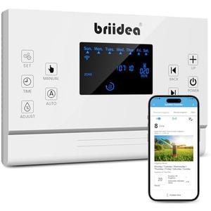 8 Zones WiFi Smart Sprinkler Controller, Briidea Automatic Irrigation Controllers with Customized Watering Schedule & Seasonal Adjustment, Water Efficiently and Keep Your Plants Healthy