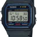 Casio F91W Series | Digital Watch | Water Resistant | LED Light | 1/100 SEC Stopwatch | Regular Time Keeping (HR, Min, SEC, PM, Date, Day) | Daily Alarm | Lightweight | 7 Year Battery (Black)