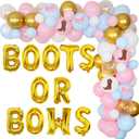Cheereveal Boots or Bows Gender Reveal Decorations, Western Cowboy or Cowgirl Baby Shower Decorations Pink and Blue Balloon Arch Garland Kit for Cowboy Boots Lace Party Supplies