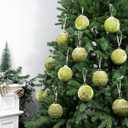 3.15 Inch Velvet Christmas Tree Ornaments12 Pcs Christmas Balls Bulk Set with Golden Hand-Painted PatternPlastic Shatterproof Xmas Hanging Ornaments Decorations for Tree Garland(Olive Green)