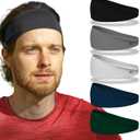 Relix Sports Headband for Men (Pack of 5) - Moisture Absorbing Workout Headband, Sweatband Headbands for Running, Cycling, Football, Yoga, Unisex Hairband (Multi Color)