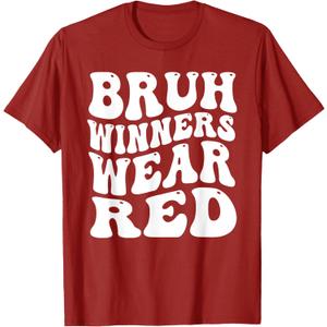 Winners Wear Red Team Spirit Week Game Sports day Groovy T-Shirt, Size Large