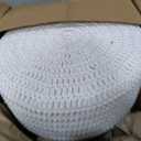 Wimarsbon Pouf Ottoman, 100% Cotton Knitted Boho Footstool, Round Footrest with Non-Skid Wood Legs, Home Dcor Handmade Pouffe, Leisure Floor Step Stool for Living Room (Beige)