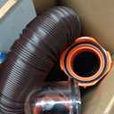 Camco RhinoFLEX 15-Ft Camper/RV Sewer Hose Kit - Features Clear Elbow Fitting w/Removable 4-in-1 Adapter - Connects to 3 Slip or 3/3.5/4 NPT Threaded Sewer Connection (39761)
