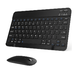 Rechargeable Bluetooth Keyboard and Mouse Combo, Universal Ultra-Slim Wireless Keyboard Mouse Set for Android Windows iPad iPhone Samsung Tablet Portable Compact Keyboard Set (Black)