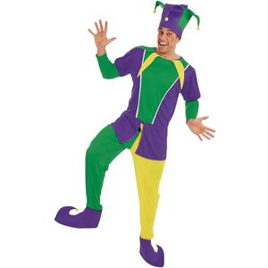 fun shack Adult Jester Costume Men, Mardi Gras Costume Men, Court Jester Costume Men, Jester Halloween Costume Men, L