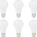 Amazon Basics A19 LED Light Bulbs, 60 Watt Equivalent, Energy Efficient 9W, E26 Standard Base, Soft White 2700K, Dimmable, 10,000 Hour Lifetime , 6-Pack