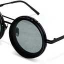 Hand Made Nd-400 9 Gears Round Polarized Adjustable Dimming Men Sunglasses women Filter Diving Fishing (Dbblack)