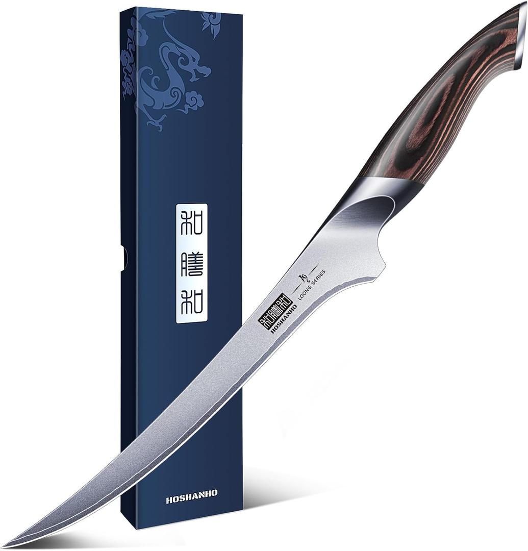 HOSHANHO Fillet Knife 9 Inch, Super Sharp Boning Knife in High Carbon Stainless Steel, Professional Japanese Fish Knives for Meat Poultry Cutting