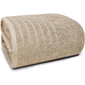 Tens Towels Pack of 1 Jumbo Bath Sheet 40 x 80 Inches, Extra Large & Light Weight, Quicker to Dry, 100% Cotton, Super Soft & Absorbent, Perfect to Wrap Yourself in, Beige