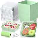 Outus 100 Pack Charcuterie Boxes with Clear Lids, Paper Dessert Boxes to Go with Gift Tags Rope Disposable Party Favor Treat Food Containers for Cookies, Donuts, Muffins, Salad, and Pastry