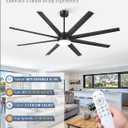 Fanbulous 72 Inch Large Ceiling Fans with Lights, Black Ceiling Fan with Remote Control, Dimmable, 3CCT, Quiet, Modern Ceiling fan For Living Room, Bedroom, Kitchen, Patio, Outdoor