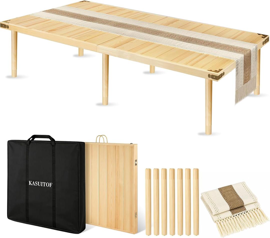 Low Picnic Table with 2 Adjustable Heights, Large Size for 6-8 people 28.3"D x 28.3"W x 27.6"H
