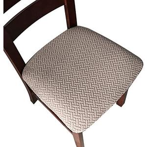 Genina Seat Covers for Dining Room Chair Seat Slipcovers Kitchen Chair Covers (Taupe, 6 Pcs)