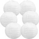 BEISHIDA 10-Inch White Paper Lanterns Decorative Chinese/Japanese Hanging Round Paper Lanterns Lamp for Birthday, Wedding, Christmas, Bridal, Home Decor, Party Decoration (6 Packs)