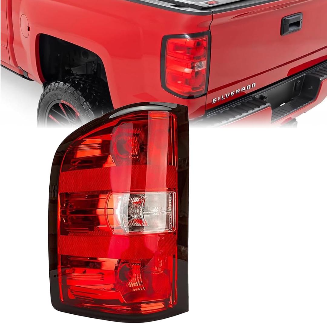 Wildwolf Tail Lights for Chevy Silverado 2007-2014-1500 2500 3500 2500HD 3500HD - Rear Brake Turn Signal, Black border, Rear Left Drive Side