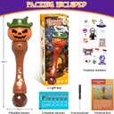 Halloween Bubble Machine Wand for Kids, Light up & Music Pumpkin Bubble Wand-1 Temporary Tattoos and 5 Bubble Solution, Halloween Boo Basket Stuffers for Toddlers Boys & Girls 3 4 5 6 7 8 + Years Old (Brown 1 Pack)