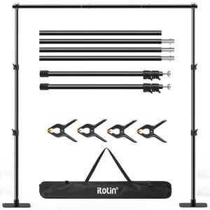 Backdrop Stand, 10×7ft Background Stand Backdrop Frame Banner Stand with Metal Flat Base, Multi-Purpose Stand for Party, Wedding Decoration, Photography