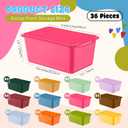Dandat 36 Pcs Plastic Cubby Storage Bins Colorful Classroom Cubby Organizer Book Bins for Classroom Library Bulk Stackable Toy Containers with Handles for Home Office Daycare Preschool (Vintage Color)