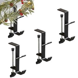 Guojanfon Fireplace Stocking and Garland Hanger, 2 in 1 Mantel Hanger for Garland, Fireplace Stocking Holders for Mantle Garland Hooks for Xmas Holiday Home Party Decoration (Black,3)