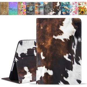 Case for iPad (A16) 11th Generation 11 Inch 2025, iPad 10th Generation 10.9 Inch 2022, Premium PU Leather Stand Folio Cover with Auto Sleep/Wake, Brown Cow Print