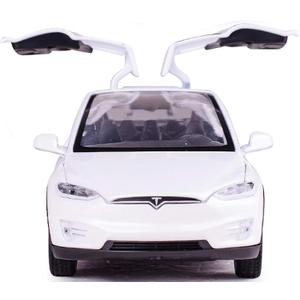 gidoyi Toy Car Model X, Pull Back Car Toys Alloy Vehicles with Lights and Sound 1:32 Scale Model Car (White)