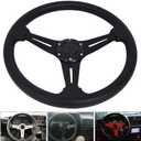 13.8 Auto Racing Steering Wheel Flat Drifting 6 Bolts Car Sport Steering Wheel Pu Leather and Aluminum Spokes with Horn Button